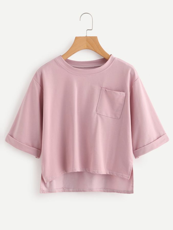 Simple Style Midi t shirt pink